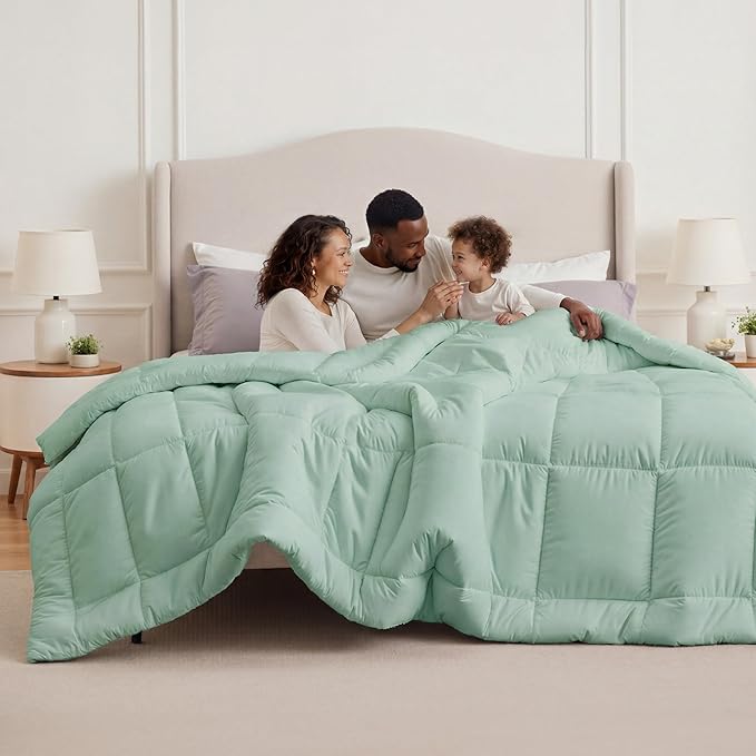 Bedsure Comforter Duvet Insert - Quilted Comforters Oversized King Size, All Season Duvet, GentleSoft Down Alternative Bedding, with 8 Tabs, Gifts for Women, Sage Green, Oversized King 116x98 Inches
