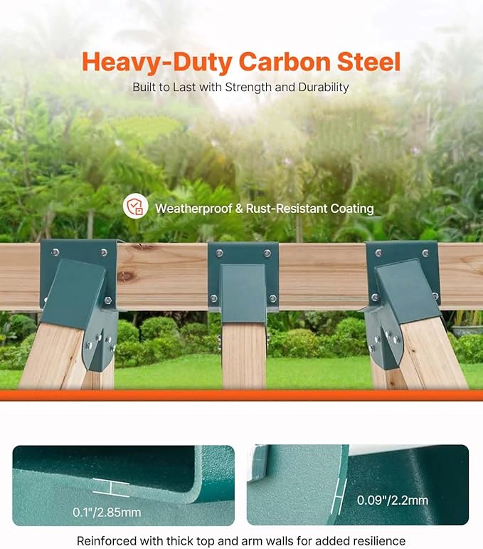 VEVOR Swing Set Brackets, A-Frame Heavy Duty Carbon Steel Swing Hangers with Mounting Hardware, 3-Piece DIY Hanger Sets Bracket with Bolts Included, for 4 x 4 Legs and 4 x 6 Beam, Green