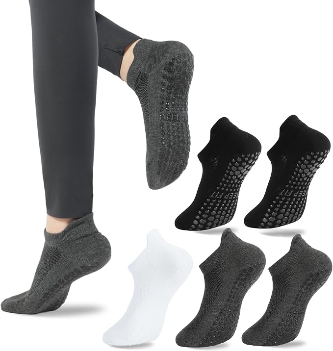 loudashuaiqi Grip Pilates Socks Non Slip Athletic Yoga Socks with Grips for Women Grippy socks for Hospital Workout Barre