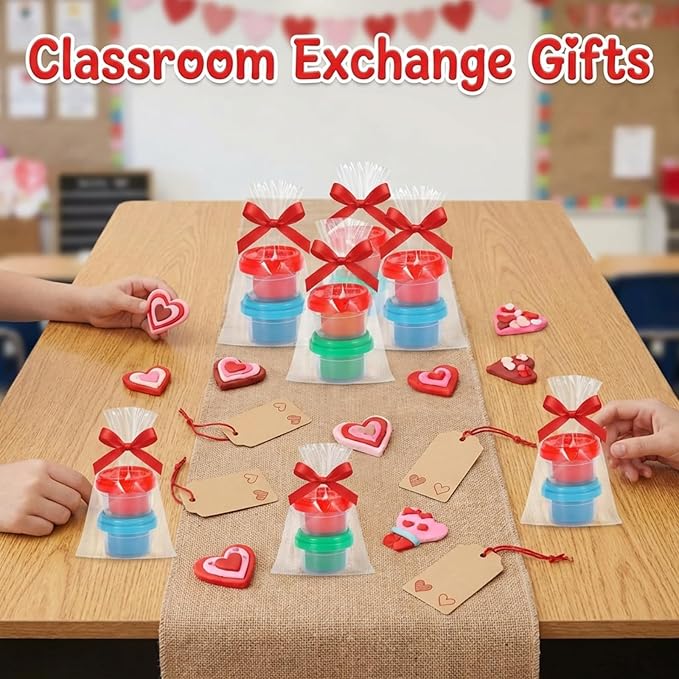 Blosssound 18 Sets Valentines Air Dry Clay Gifts Valentines Day Air Dry Clay Party Favors DIY Clays Craft Kit for Classroom Exchange Gifts Goodie Bags Stuffers Supplies