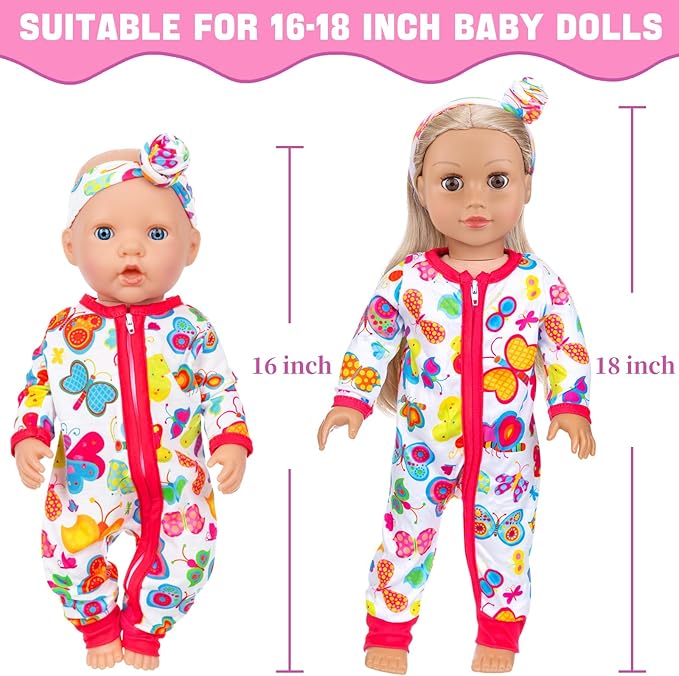 ZITA ELEMENT 5 Sets 14-18 Inch Baby Doll Clothes Outfits Casual Wear for 17 Inch Baby Doll Clothes 10 Pcs Doll Clothes and Accessories for 15 Inch Doll to 18 Inch Doll