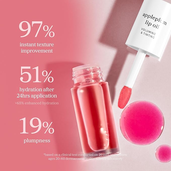 NOONI Korean Lip Oil - Appleplum | Long-Lasting, Moisturizing, Plumping, Revitalizing for Dry Lips, Waterproof, No Peel Off, Korean Tint, Hydrating, Nourishing Crystal Clear, 0.12 FL Oz