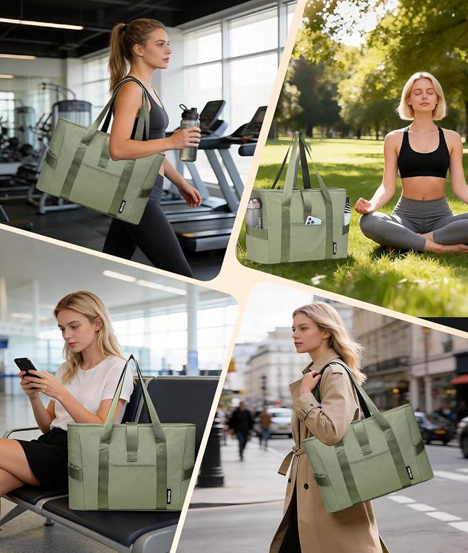 MOYAQI Gym Bag for Women with Zipper, Nurse Work Tote with Compartments, Womens Beach Yoga Bag for Sport, Travel