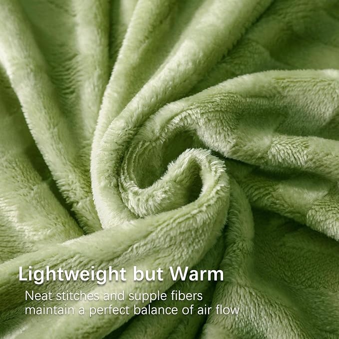 Whale Flotilla Flannel Fleece Fall Bed Blanket King Size, Olive Green | Lightweight Breathable Soft Bedspread, Plush Fluffy Coverlet Chevron Design Decorative Blanket for Home Life, 90x104 Inch