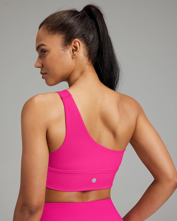 Queenie Ke Womens One Shoulder Sports Bra Left Side Strap Yoga Bras Gym Training Workout Crop Tops