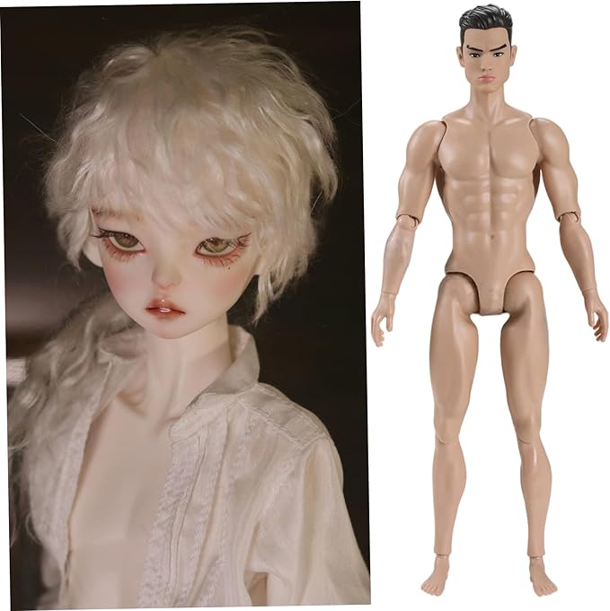 1/6 Scale Action Figure Multi Jointed Posable Male Muscular Action Figure Body with Head for Display Doll Collection, Beige Body Custom Figures Blank