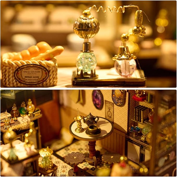 Foyucool DIY Miniature House Kit, Dollhouse Kit with LED Light, Mini House Building Kits for for Adult to Building, Christmas Home Decorations Gifts for Family and Friends, Cakehouse