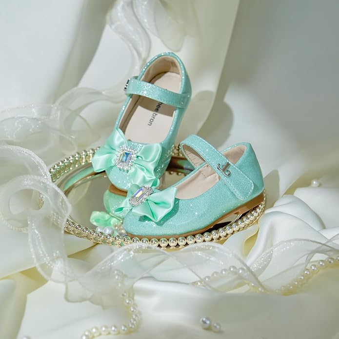 THEE BRON Mary Jane Ballet Flats - Girls' Dress Shoes with Hook & Loop Closure