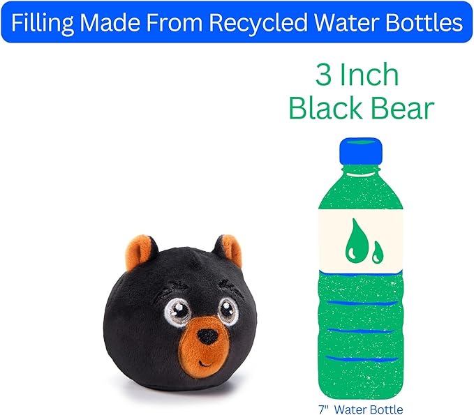 The Petting Zoo Black Bear Stuffed Animal Plushie, Gifts for Kids, Squishiez Wildlife Animal Squeeze Toy, Bear Panda Plush Toy, 3 inches