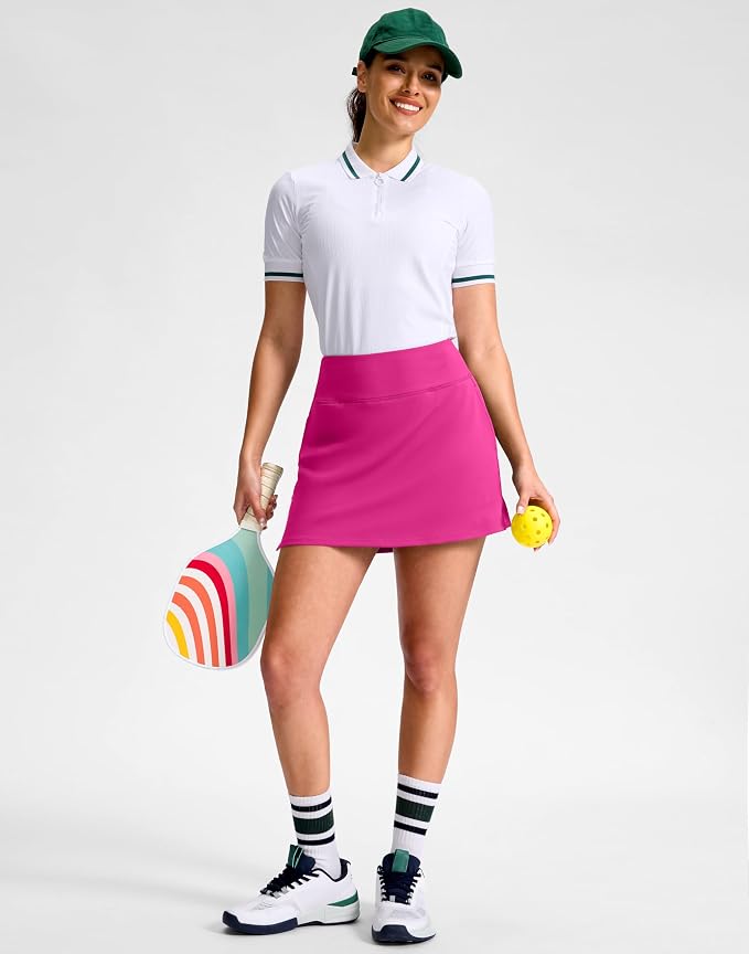 14"/16" Skorts with 3 Pockets | Side Slits, High Waisted, Built-in Shorts, A Line, Casual, Pickleball, Athletic, Golf, Tennis Skirt, for Women