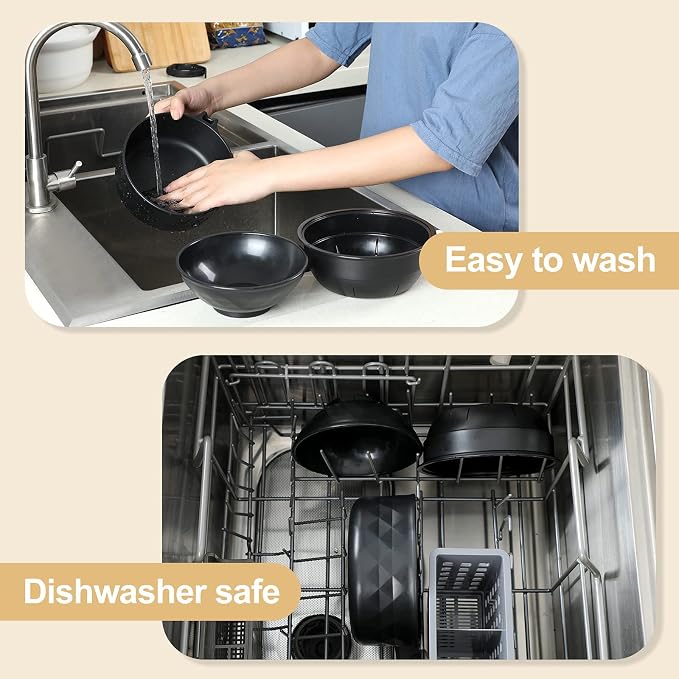 Microwave Ramen Cooker,Ramen Bowl Set,Microwave Noodle Bowl With Chopsticks and Spoon, College Dorm Room Essentials for Girls for Boys, Apartment Essentials, BPA-Free. (black) …