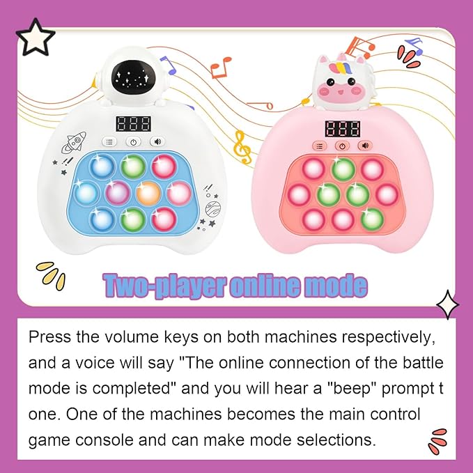 Fast Push Pop Fidget Toys for Kids, Handheld Puzzle Game with LED Screen & Multiplayer Mode, Sensory Toys for 3-12 Year Old Girls Boys, Fun Battle Gifts for Friends（Brown）