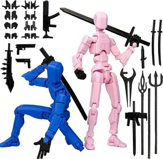 2PCS Assembly Completed T13 Action Figure,Multi-Jointed, Articulated T13 Desktop Decoration,Nova 13 Action Figures Desktop Decorations for Game Lovers Toy (White)
