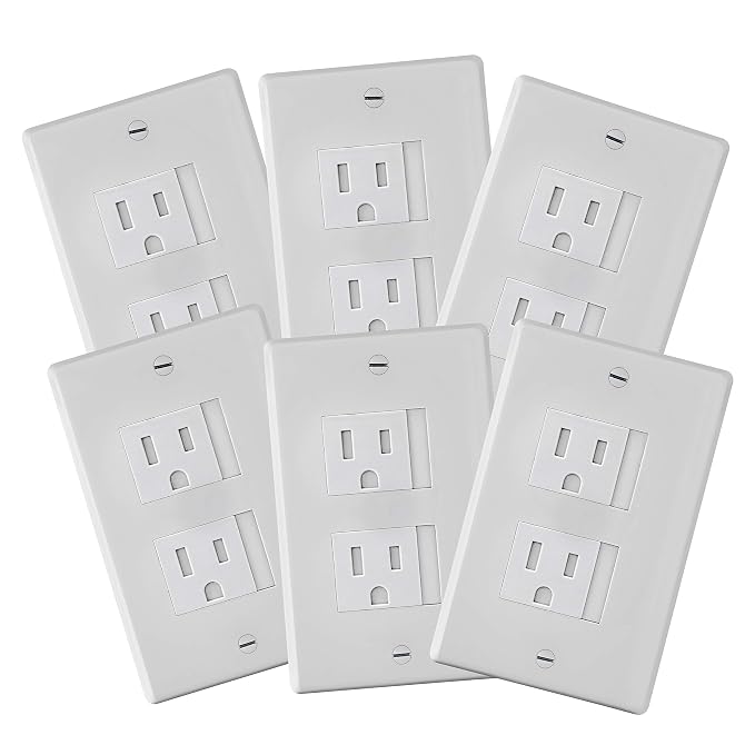 6-Pack Safety Innovations Self-closing (2 Screw) Decora Outlet Covers- An Alternative To Wall Socket Plugs for Child Proofing Outlets (White)