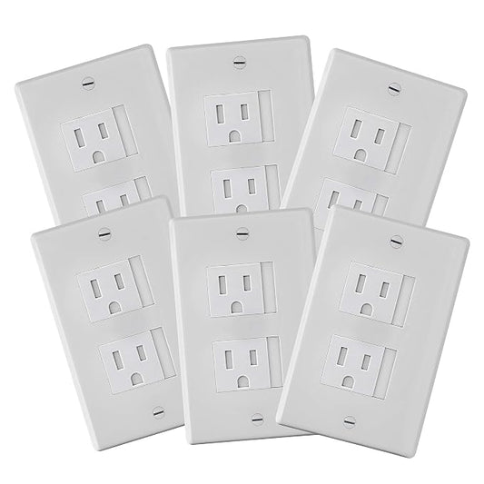 6-Pack Safety Innovations Self-closing (2 Screw) Decora Outlet Covers- An Alternative To Wall Socket Plugs for Child Proofing Outlets (White)