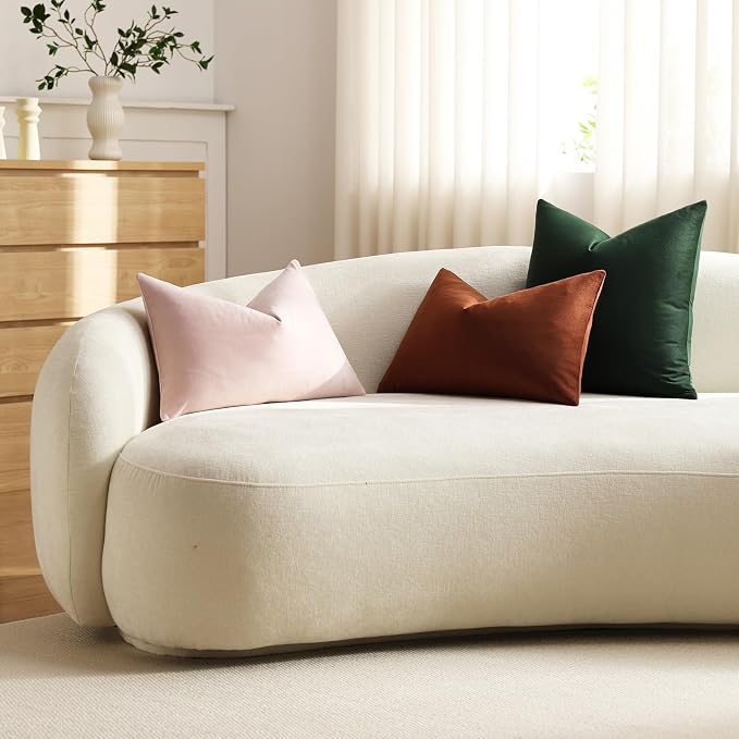 Euro Sham Covers 24x24 Dark Green: Pack of 2 Cozy Soft Velvet Square Modern Luxury Decorative Throw Pillow Cases for Sofa Couch Living Room Bed Home Decor