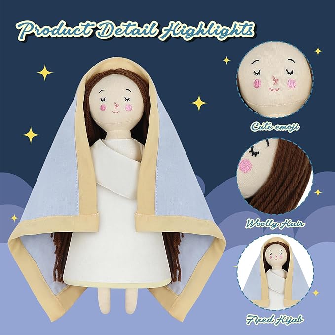 free-space Blessed Virgin Mary Doll and Baby Jesus Plush Religious Figure Playset for Boy Girl Christening Gift(Virgin Mary)