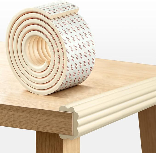 Edge Protectors for Baby, Extra Wide Guards, 6.5ft x 3.15 in, Off White | Soft Foam Bumper Edge Cushion for Table, Furniture, Crib, Wall, Fireplace