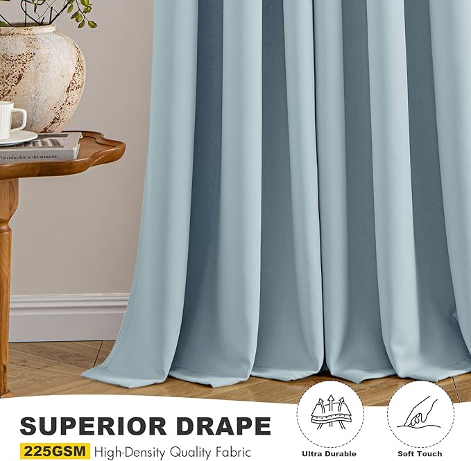 MIULEE Blackout Curtains for Bedroom 2 Panels 40 x 63 Inch Long Slate Blue | Thermal Insulated, Living Room Darkening Grommet Drapes, Noise Reducing, Light Blocking Window Treatments