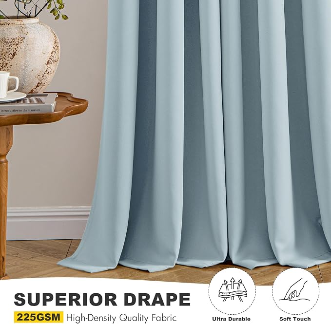 MIULEE Blackout Curtains for Bedroom 2 Panels 40 x 84 Inch Long Slate Blue | Thermal Insulated, Living Room Darkening Grommet Drapes, Noise Reducing, Light Blocking Window Treatments