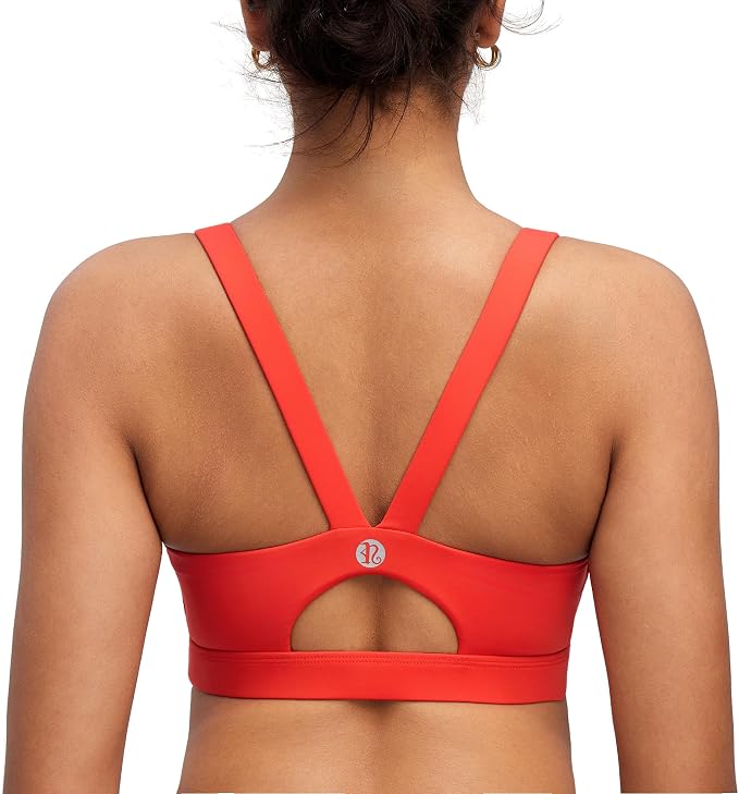 RUNNING GIRL Sports Bras for Women,Light Impact Molded Cup Strap Sports Bra with Sewn in Pads,Best for A-C Cup