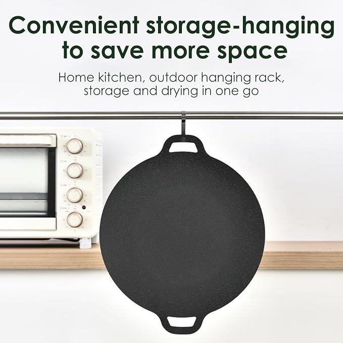 Korean Grill Pan,Round Premium BBQ Grill Pan,Non-stick Griddle Plate for Gas Stove Indoor Outdoor Camping Party(36cm)