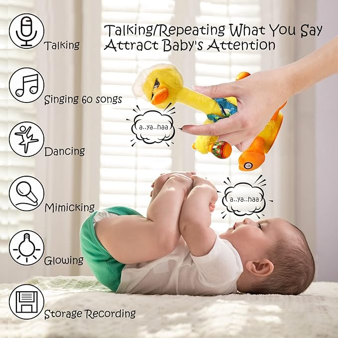 LUKETURE Dancing Toy,Dancing Cactus, Dancing Duck, Interactive Toy for Kids,Toddlers,Children Having Fun (Yellow-3)