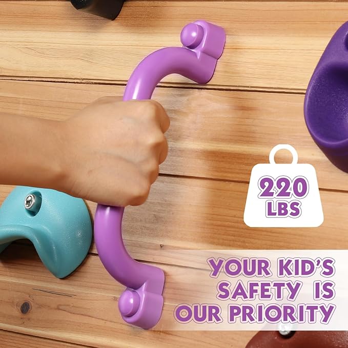 TOPNEW 4Pcs Kids Playground Safety Handles -Swing Set & Climbing Frame Hand Grips, Multi-Color Plastic Grab Bars for Outdoor Playhouse, Jungle Gym, Climbing Frame (Purple)