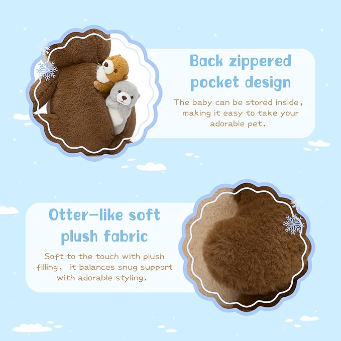 MaoGoLan 5pcs Otter Stuffed Animal - 14.5" Mommy Sea Otter Plush with Babies Inside, Soft Cute Stuffed Otter Plushies Toy Gift for Kids Boys Girls