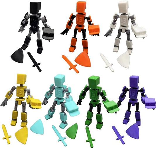 Mini 13 3D Printed Robot, Fully Articulated, 7 Pack Gift Set for Stop Motion Animation