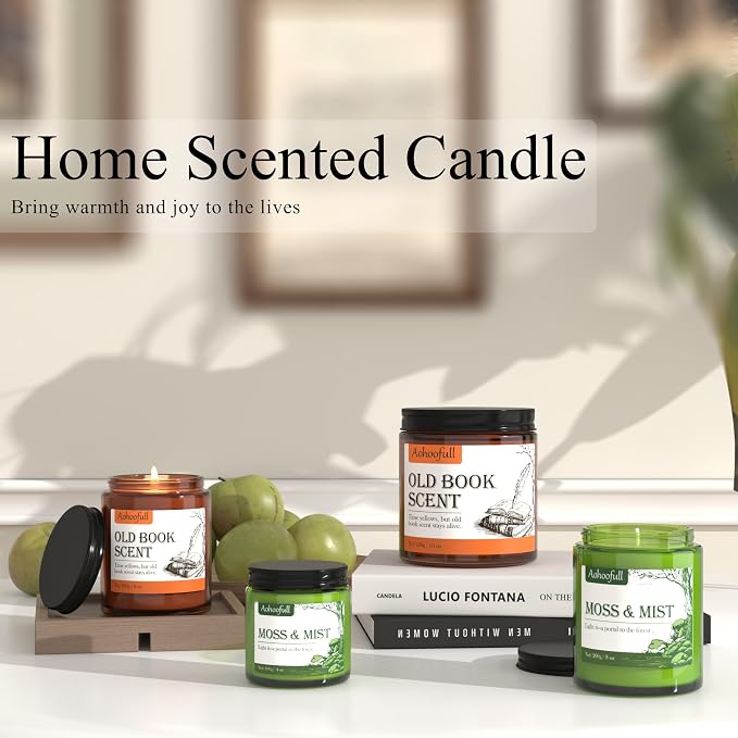 Soy Candles for Home Scented,Fall Candle 4oz 20 Hours Burn Moss & Mist Aromatherapy Candle Gift for Stress Relief, Meditation, Yoga, Relaxing SPA, Reusable Jar for Women Men
