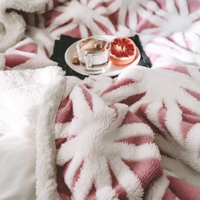 LOMAO Sherpa Fleece Blanket Gifts for Mom Dad Cozy Soft Throw Blanket for Women Men Birthday Gifts Dual Sided Couch Sofa Bed Blanket (Pink, 60''x 80'')