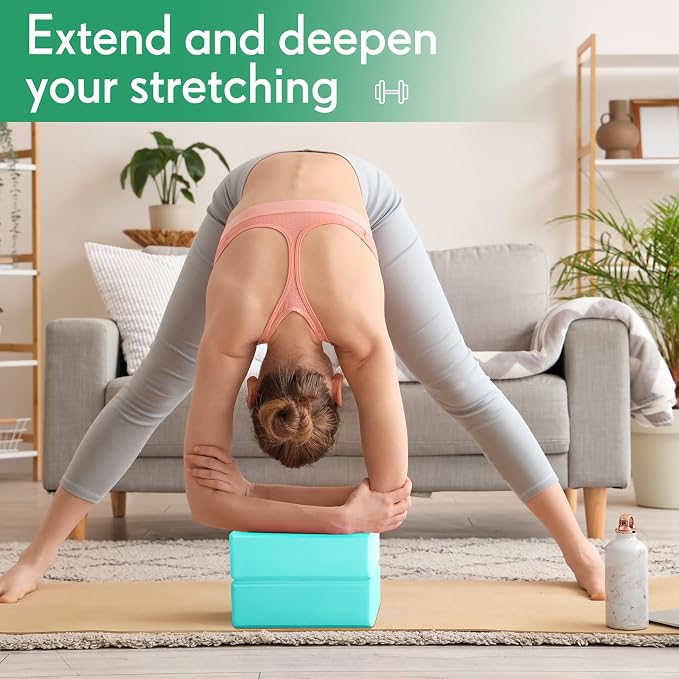 RoundFunny 4 Pack Yoga Blocks Non Slip Pilates Brick Foam Blocks Pilates Dance Gymnastics Workout Fitness Props Tool for Stretching Meditation and Exercise