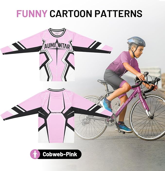 Kids Cycling Jersey Long Sleeve Dirt Bike Motocross Shirt, BMX Off-Road Racing Clothing