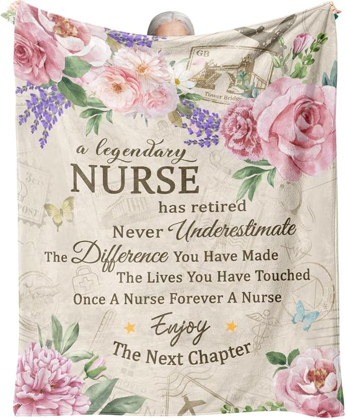 Nurse Retirement Gifts for Women, Nurse Retirement Blanket 60"x50" | Retirement Gift for Nurses 2026, Retired Throw for Nurses Appreciation Week, Retirements Parties
