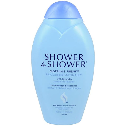 Shower to Shower Morning Fresh Body Powder with Lavender for Men & Women, Talc Free, Sweat Absorbing, Prevents Chafing & Odor, Deodorizing All Over Body Powder for Long Lasting Freshness, 13 OZ
