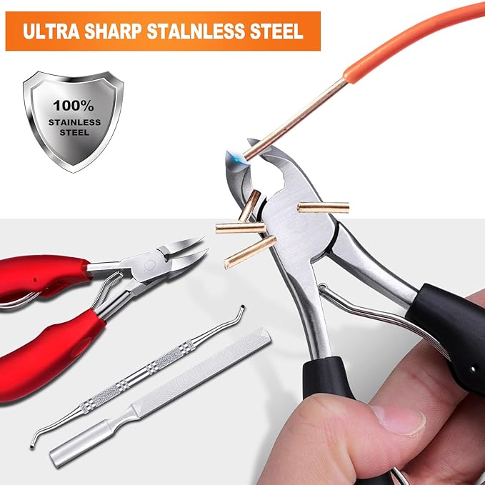 Toenail Clippers for Seniors Thick Toenails, Podiatrist Toenail Clippers, Professional Nail Clippers, Ergonomic Non-Slip Long Handle, Toe Nail Clippers for Men Women Elderly