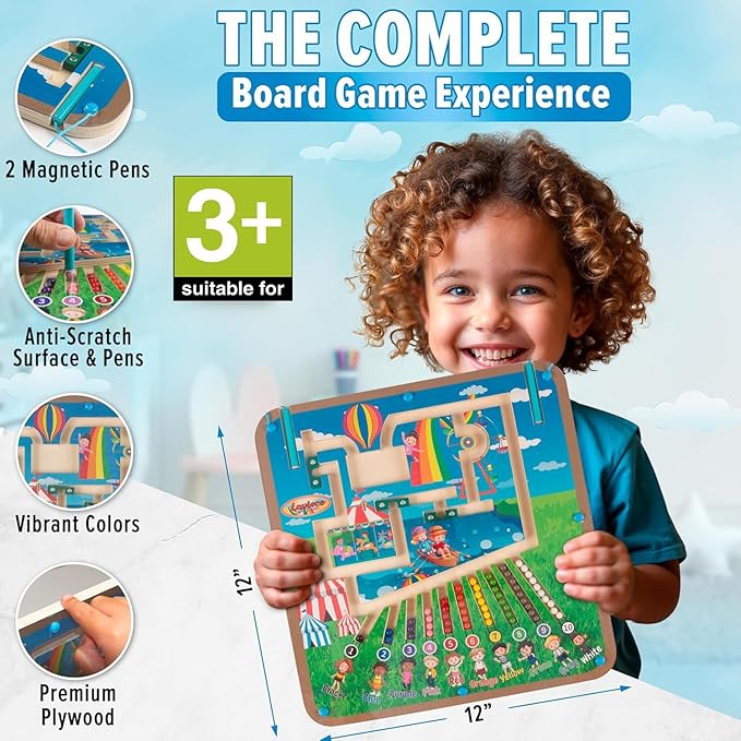 Magnetic Montessori Toys for 3 Year Old - Magnet Board for Kids, Magnetic Maze for Kids Ages 3-5, Color and Number Maze, Puzzles for Toddlers, Magnet Mazes for Toddler, Learning Activity, Carnival