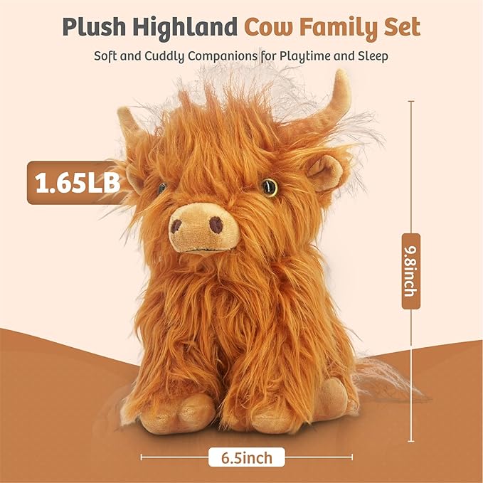 MARYSUN Microwavable Highland Cow Stuffed Animal Toy - Brown Stuffed Animal Gift for Girls and Kids