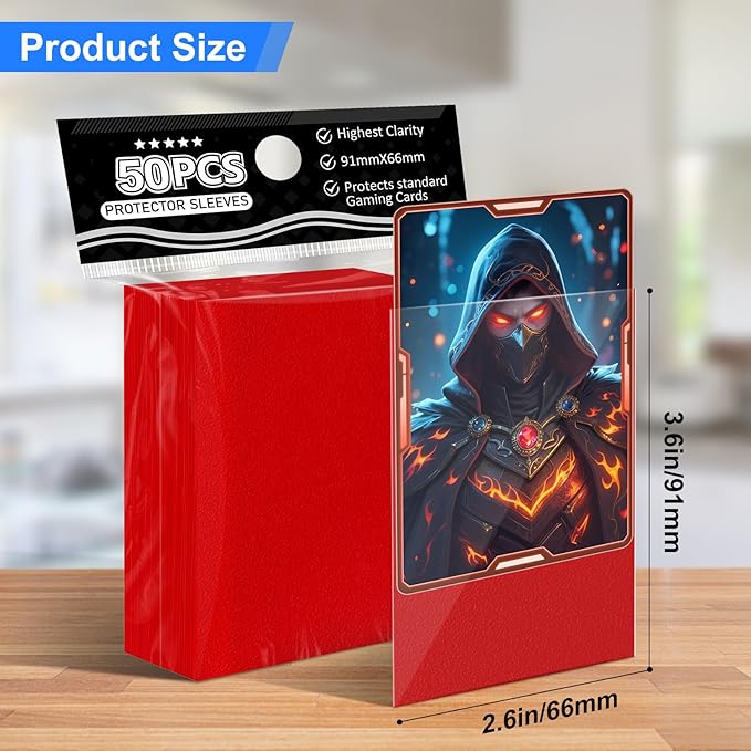 Trading Card Sleeves Perfect Fit TCG Matte Sleeves, Soft Sports Card Protector for Photocard Easy to Shuffle and Stack While Playing Card Game, Standard TCG Card Sleeves (red, 300)