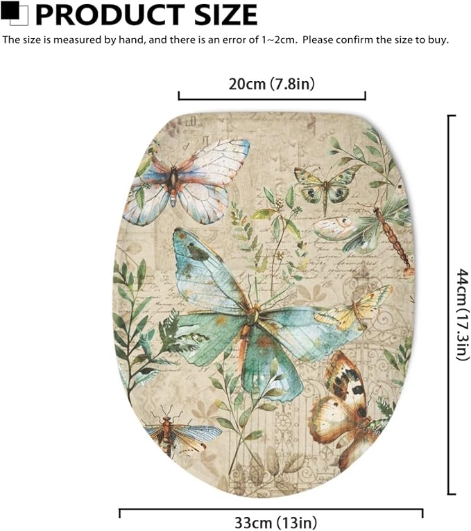 Hummingbird with Lemon Toilet Lid Cover, Bathroom Decorative Flannel Soft Toilet Lid Cover, Bathroom Accessories Machine Washable Reusable Toilet Seat Cover