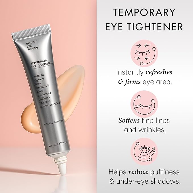 Instant Eye Tightening Cream with Brush, Firming & Lifting for Under Eye Bags, Rapid Fine Lines, Puffiness, Dark Circles, Anti Aging, Refreshing Formula for All Skin Types, 0.67oz