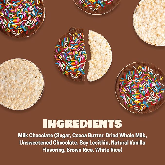 LIEBERS Sprinkled Topped Milk Chocolate Rice Cakes, Kosher Certified Dairy, Gluten Free Snack (pack of 3)