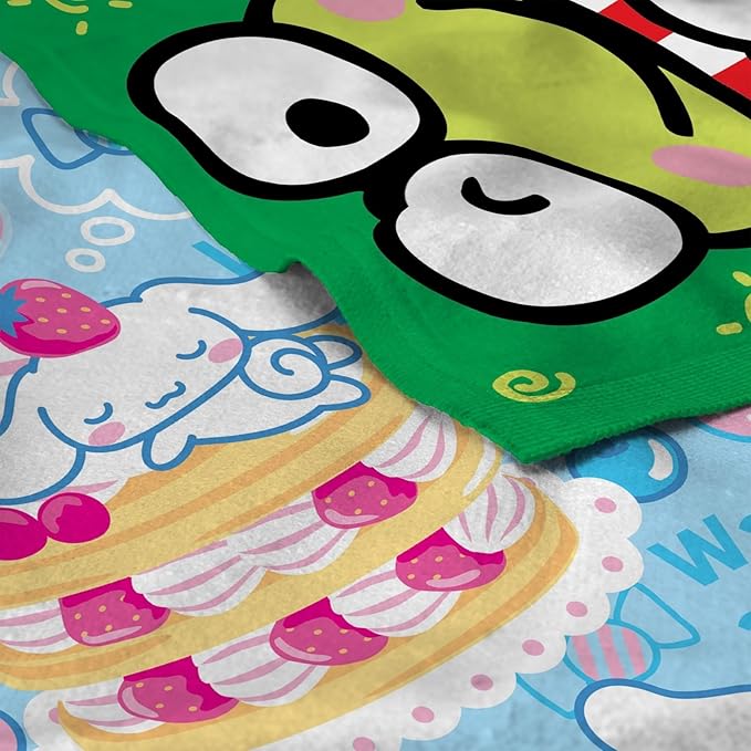 NORTHWEST Hello Kitty Beach Towel 2-Pack – Oversized, Soft, Absorbent, Fast-Drying, Sand-Free Pool Towels Featuring Keroppi, Cinnamoroll & Hello Kitty Designs 30" x 60"