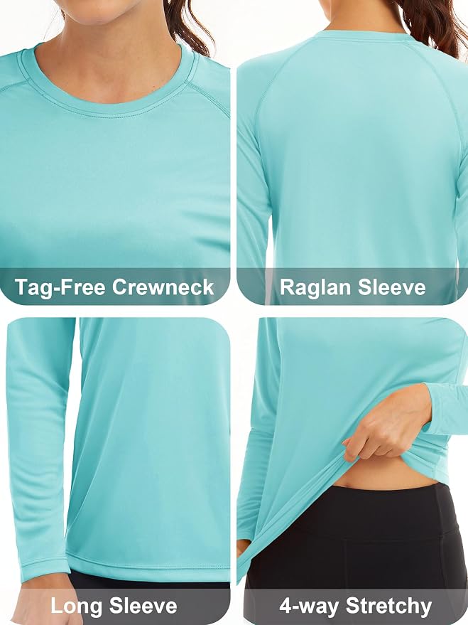 MAGCOMSEN Women's Long Sleeve Shirts UPF 50+ Sun Protection Shirts for Hiking Fishing Workout Rash Guard