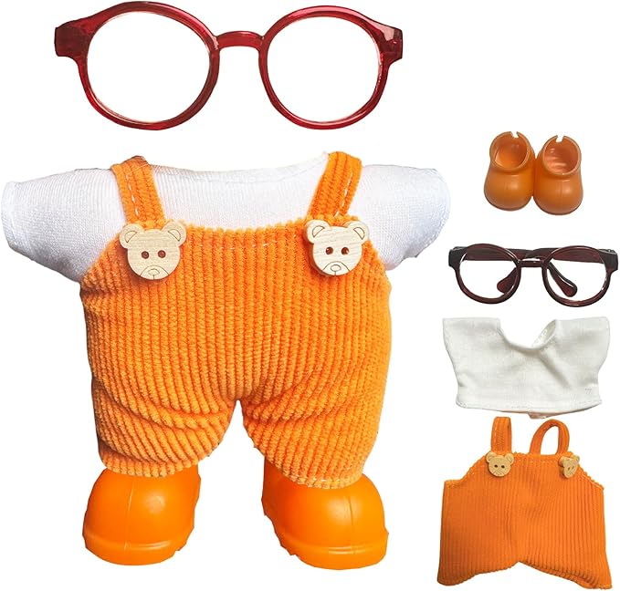 ‌Premium Knit Doll Clothing Set(NO Doll) - Soft Stretch Fit for 15cm/17cm Collectible Figures Multi-Style Outfits Stylish Miniature Clothes & Accessories Costume (11#Orange&Accessories)