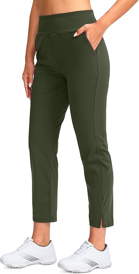 YYV Women's Golf Pants High Waist Stretch Ankle Pants with Pockets | Work Ankle Pants, Dress Pants with 4 Pockets, For Yoga Business Travel Casual
