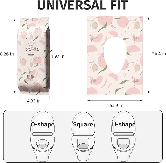 Toilet Seat Covers Disposable,Individually Wrapped for Travel,Full Coverage Extect Large Potty Training Cover for Kids,Peach,20 Packs