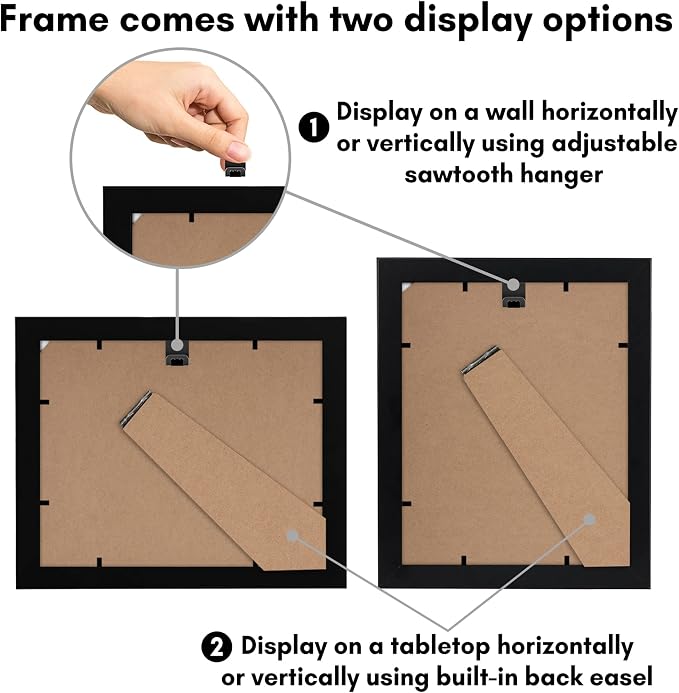 Americanflat 8x10 Picture Frame with Shatter-Resistant Glass - Use as 5x7 Frame with Mat or Display 8x10 Photo Without Mat - Signature Collection - Picture Frames for Tabletop and Wall Display - Black | Shatter-resistant glass, wall or tabletop display...