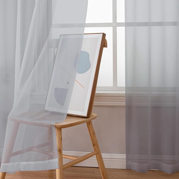 OWENIE Light Grey Sheer Curtains 78 inches Long 2 Panels Set for Bedroom Living Room, Soft Solid Living Room Sheer Curtain, Rod Pocket Light Filtering Farmhouse Curtains, 2 Pcs Each 42“ W x 78" L
